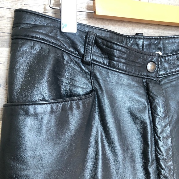Vintage Black Leather Straight Leg Trousers Size 10 - Picture 2 of 9
